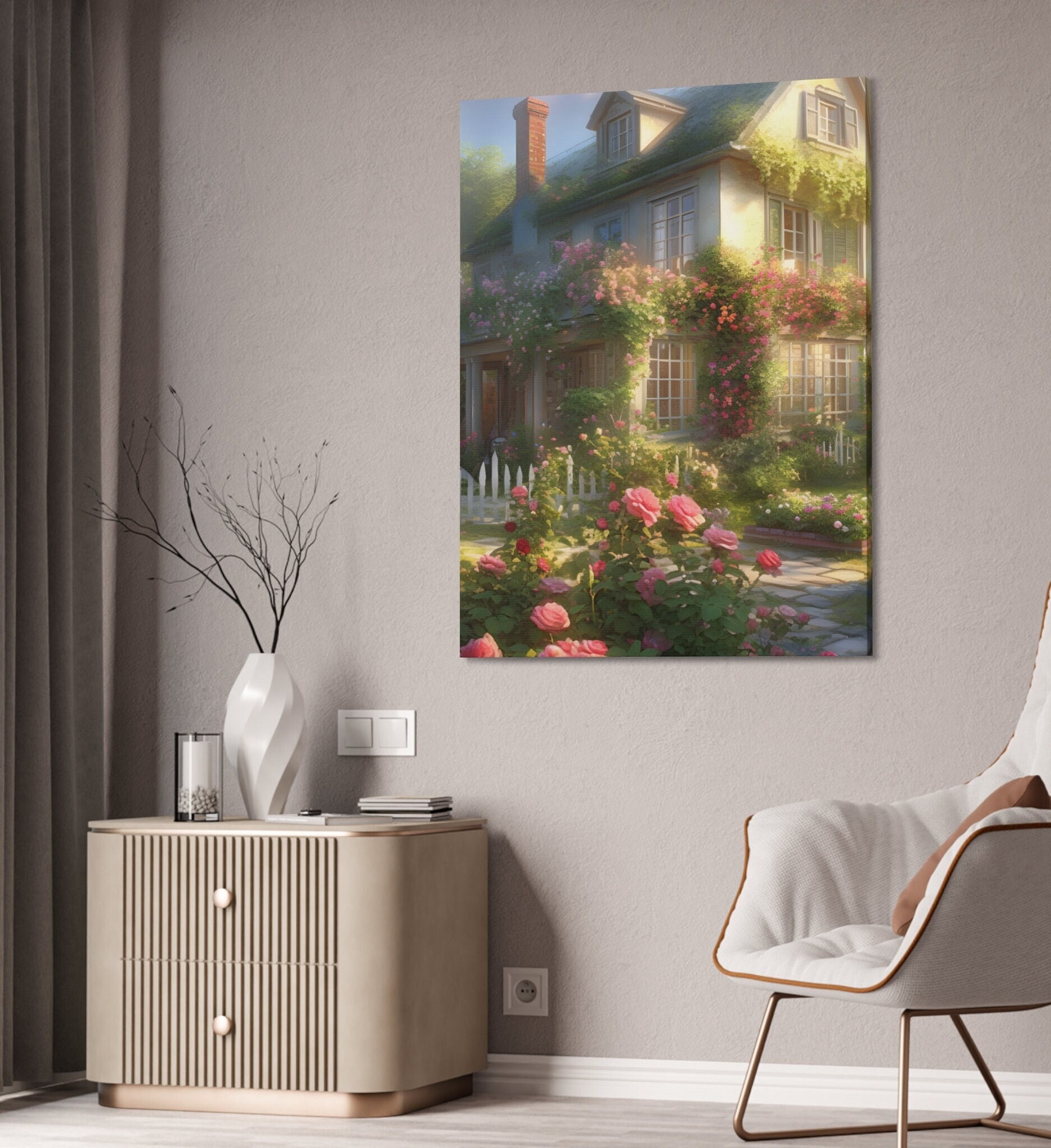 Enchanting English Cottage Garden Wall Art Print, Coquette Home Decor ...