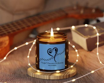 Peaceful Mountain cat sanctuary Scented Soy Candle, two sizes five different scents, Christmas gift, benefit cat rescue, Michele Klein, love