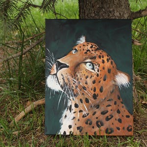 Leopard Portrait  Painting, Wild Cat Art, Wild Animal Wall Art, Leopard Wall Decor, Original Artwork, Handmade Acrylic Canvas, Safari Animal