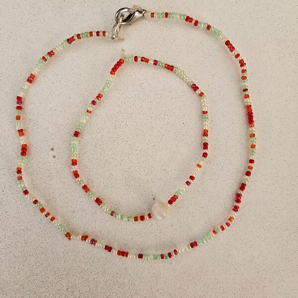 Beaded matching necklace and bracelet