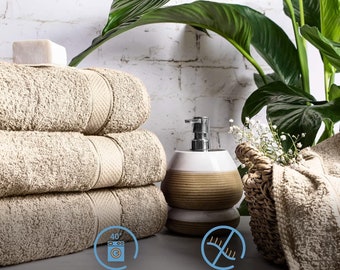 Cotton towel / sauna towel - 100% cotton - BEIGE - 50 cm x 100 cm / 70 cm x 140 cm