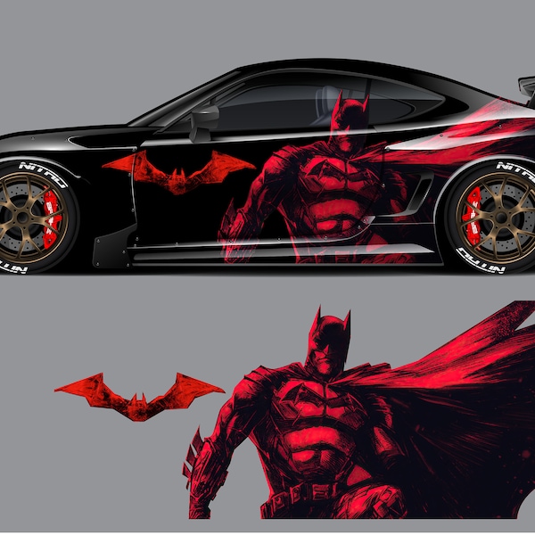 Batman, Livrée de voiture, Film vinyle coulé, Taille universelle, Papier peint pour voiture, Sticker voiture, Décoration rétro pour voiture