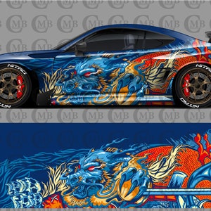 Dragon japanese style, , Car Livery, Cast Vinyl Wrap, Universal Size, Car Wrap, Car Foil Design