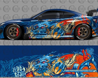 Dragon japanese style, , Car Livery, Cast Vinyl Wrap, Universal Size, Car Wrap, Car Foil Design