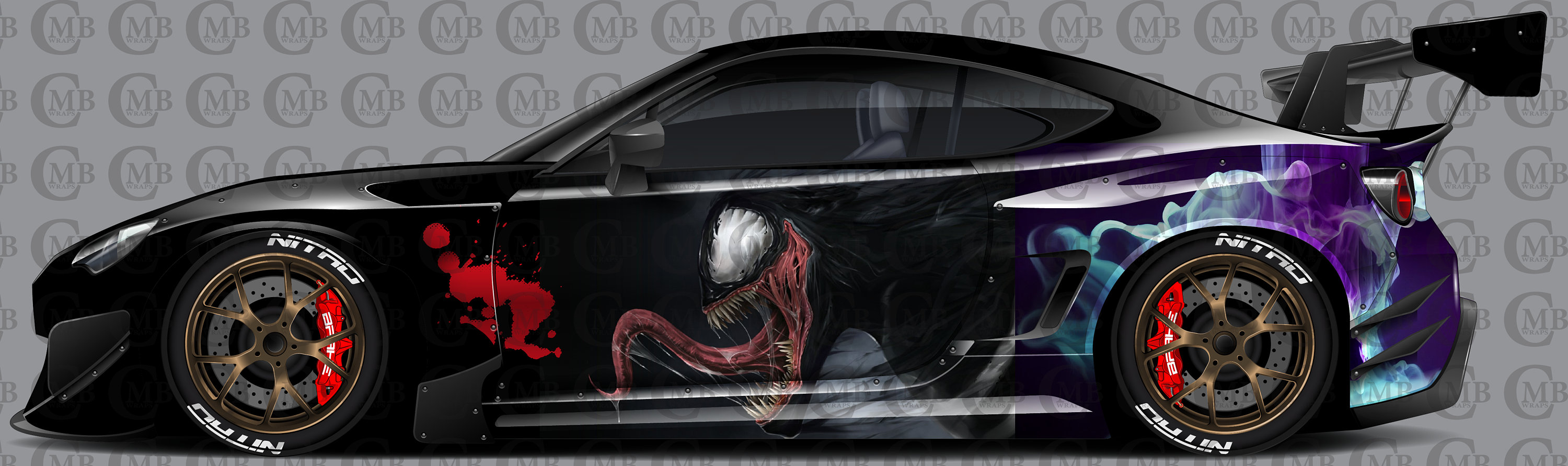 Venom and Blood Effekt, Autolackierung, Cast Vinyl Wrap, Universalgröße, Car Wrap, Auto Aufkleber, Autofoliendesign