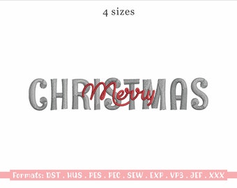 Merry Christmas Embroidery Design, Trendy Christmas Machine Embroidery Design, Instant Download, Christmas Pattern