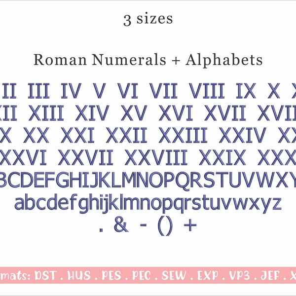 Traditional Roman Numeral Machine Embroidery Design, Alphabets Embroidery, Roman Numbers, Without Bx Format