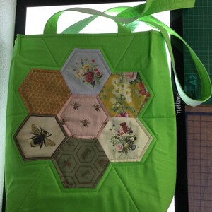 Handmade, patchwork tote bag (13x10x3 inches)