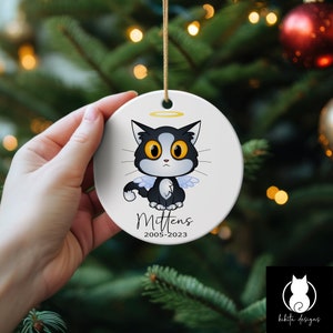 Katzen-Denkmal Cartoonish Ornament, personalisierte Weihnachts-Memorial-Verzierung, Katzen-Denkmal-Geschenke, Verlust der Katzen-Verzierung, Haustier-Verzierungs-Denkmal