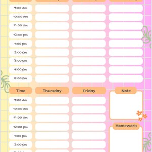 Study planner, Weekly, Printable