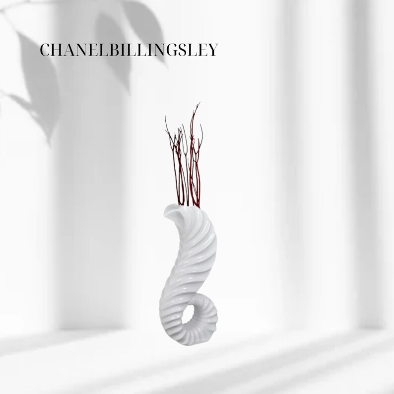 Huge, Tall, Traditional White Horn Floor Vase That is 32 Inches High