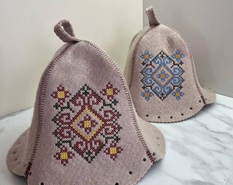 Set 2 Sauna hat wool / Saunahüte / Sauna Felt bath accessories spa gift accessories
