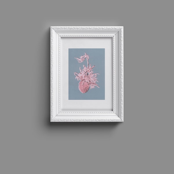Serce, Walentynka, Kartki pocztowe 2 sztuki, z oryginalnym roślinnym motywem; wersja jasna en ciemna
