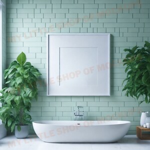 Bathroom Poster Mockup: Bring Alive Your Art in Chic Bath Interiors | Bathroom Wall Mockup | Wall Frame Mock Ups | Bathroom Mockup | Mockup