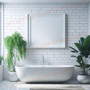 Bathroom Frame Mockup: Elegance Meets Function in Bathtub Room Designs | Bathroom Poster Mockup | Modern Bathroom Mockup | Bathroom Mockup
