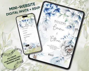 Personalized Wedding Invitation Mini-Site with Online RSVP & Custom Song Option. Secure and Easy-to-Share Digital Invite Platform - Floral