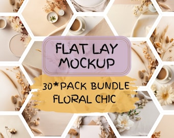 Floral Table Flat Lay Mockup Bundle, Add Your Own Products, Digital Background Mock up, Styled Stock Photography Scene Creator Mockups