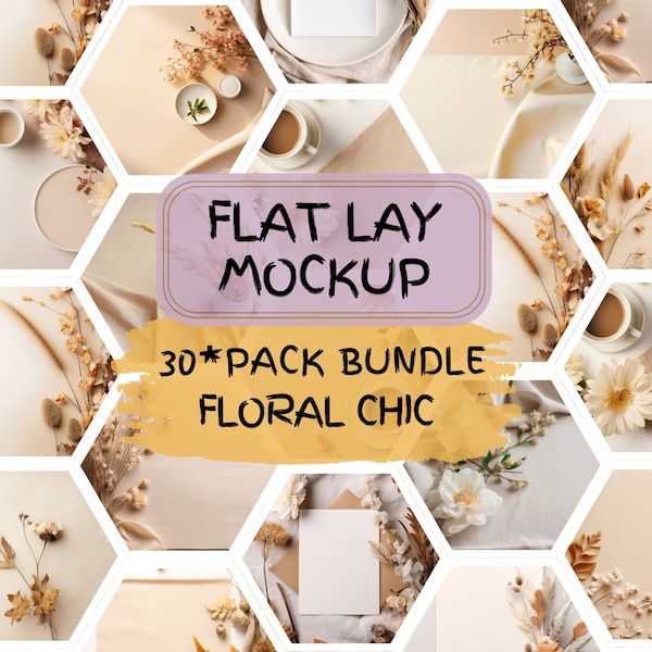 Floral Table Flat Lay Mockup Bundle, Add Your Own Products, Digital Background Mock up, Styled Stock Photography Scene Creator Mockups