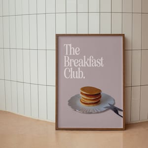 The Breakfast Club Wall Art, Printable Wall Art, Coffee Shop Decor, Pancake Stack, Kitchen Decor, Vintage Poster, Trendy, Digital Download
