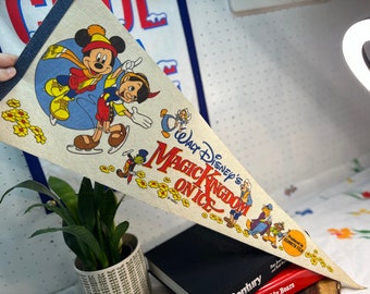 Vintage Disney Magic Kingdom on Ice Pennant Flag Wall Decor