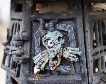 Horned Zombie Halloween fridge magnet | resin handmade decoration