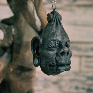 Handmade Resin Shrunken Head | Car Mirror Charm