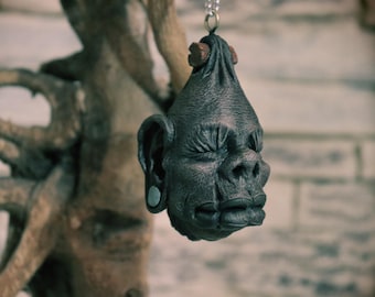Handmade Resin Shrunken Head | Car Mirror Charm