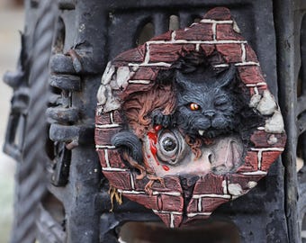 Edgar Allan Poe &quot;The black cat&quot; inspired magnet