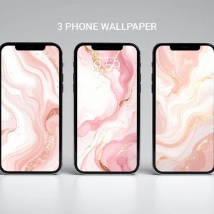 Blush Pink Marble iPhone Wallpaper – Rose Gold Glitter Swirl Smartphone Background, Elegant Feminine Digital Download