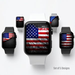 Sfondo grunge con bandiera USA per Apple Watch - Sfondo in fibra di carbonio resistente per uomo, download del quadrante patriottico per smartwatch