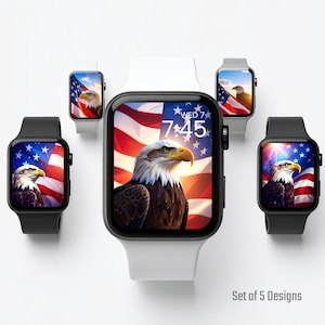 Sfondo della bandiera americana per Apple Watch - Tema Aquila e Libertà USA, Scarica il quadrante patriottico ed eroico dello smartwatch