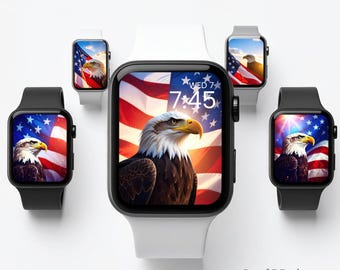 American Flag Apple Watch Wallpaper – Eagle & USA Freedom Theme, Heroic Patriotic Smartwatch Face Download