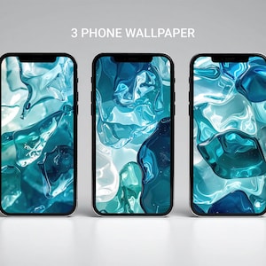 Ocean Blue Liquid Glass Wallpaper – Minimal Shimmer Background for iPhone & Android, Sea-Inspired Digital Phone Wallpaper