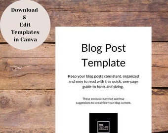 Blog Post Template, take the guesswork out of formatting a blog post w/ this 1 page guide of font/size selection to use on basic blog posts