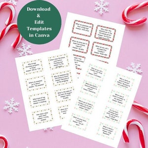 Druckbare Weihnachten Kinder Lunch Box Witze - Festliche Grußkarten. Sofort Download. Drucken, schneiden und knallen Sie in Ihrer Kinder-Lunchbox, um sie zum Lächeln zu bringen