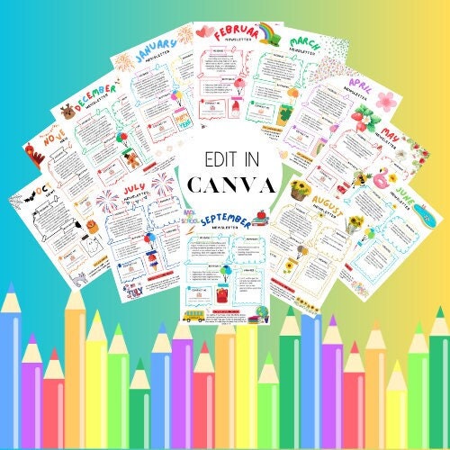 Editable Teacher Newsletter Template Customizable in Canva Seasonal ...