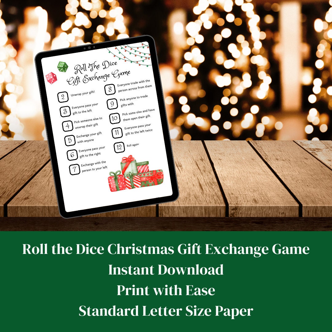 Roll the Dice Gift Exchange Game Christmas Gift Exchange White Elephant Gift Swap Game Fun