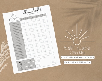 Self Care Checklist Daily Habit Tracker Weekly Self Care To Do List Mental Health Check In Printable Checklist Digital Self Care Check List