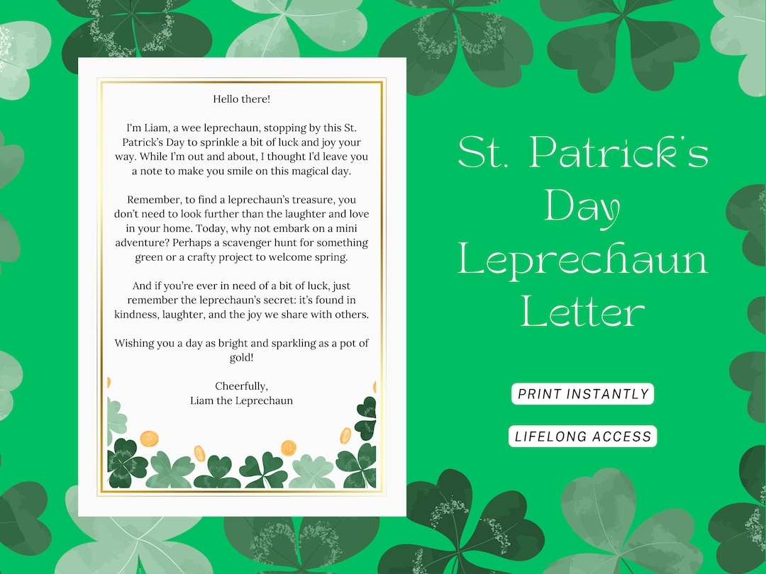 Leprechaun Letter for Kids St. Patrick's Day Letter for Kids Lucky ...