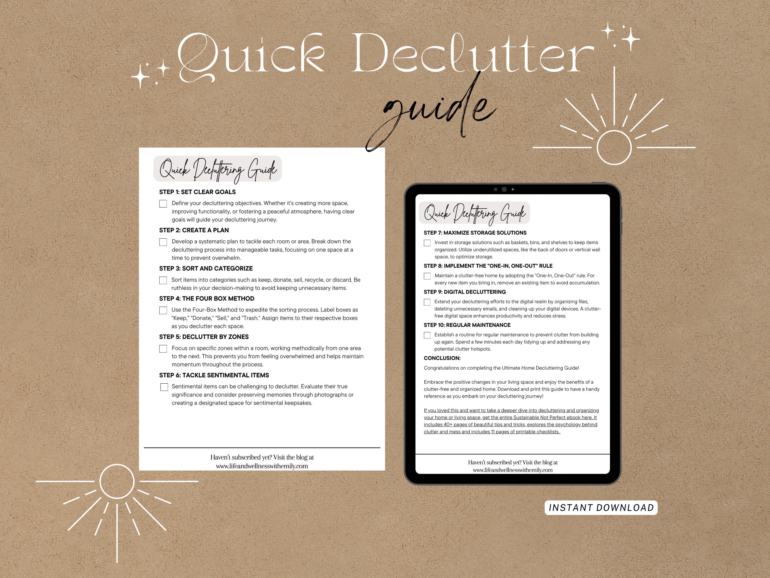 Quick Declutter Guide Instant Download Printable Home Decluttering Guide Print or Use Digitally ...