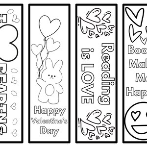Printable Valentines Day Bookmarks Coloring Valentines Day Bookmark Fun ...