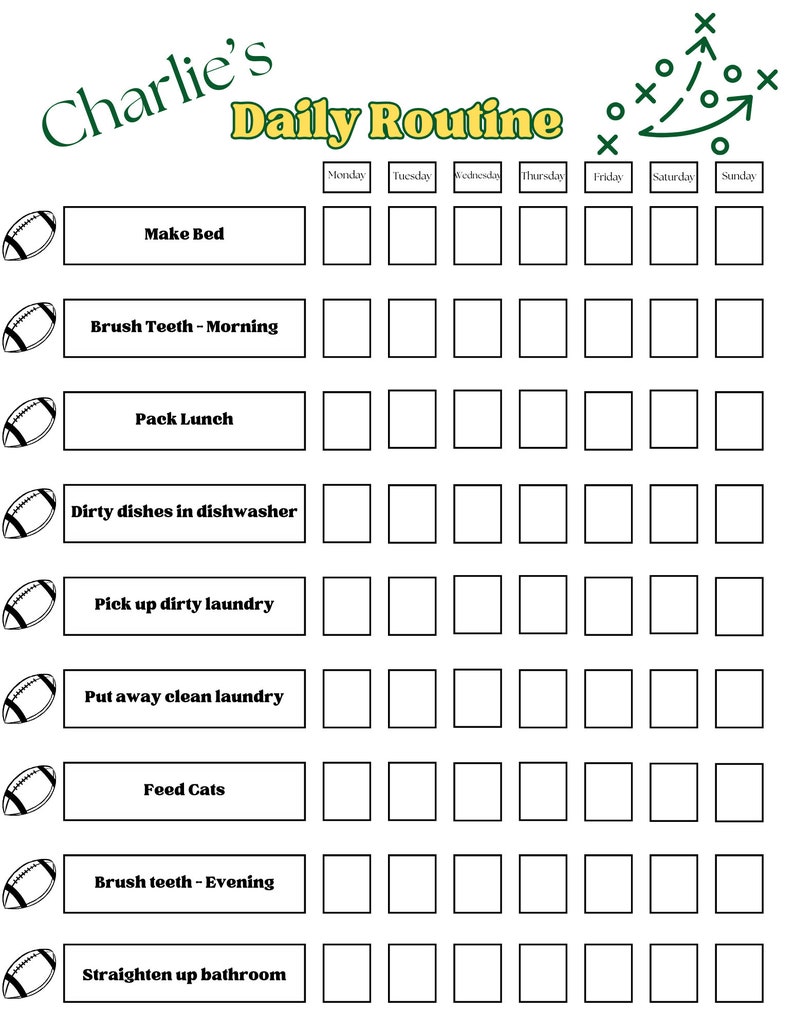 Editable Kids Daily Routine Chart Printable Boy's Schedule Template ...