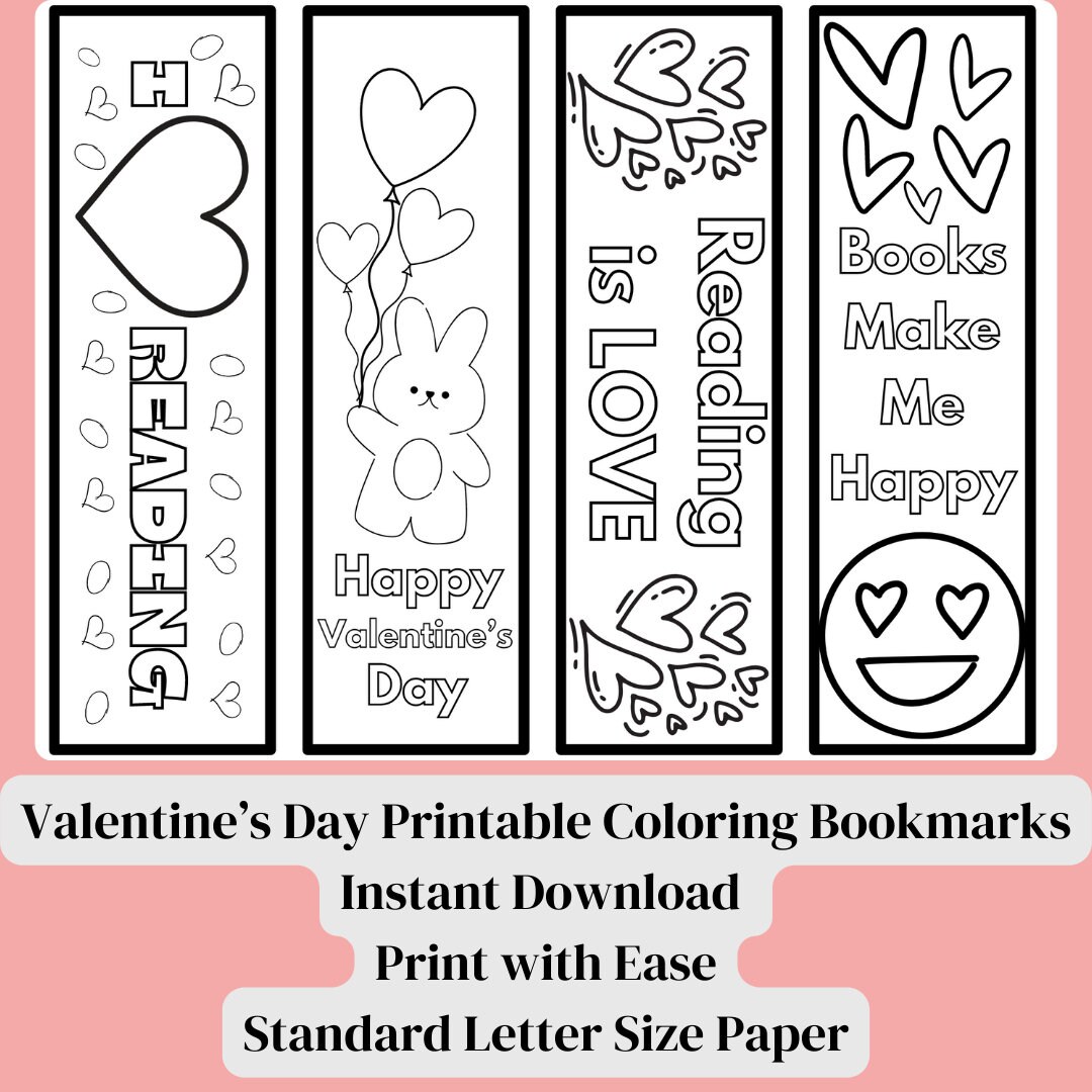 Printable Valentines Day Bookmarks Coloring Valentines Day Bookmark Fun ...