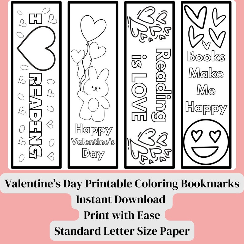 Printable Valentines Day Bookmarks Coloring Valentines Day Bookmark Fun ...