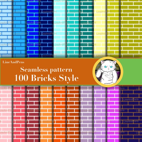 100 shades of color for the bricks,printable,seamless patterns,beautiful brick wallpaper,digital paper,brick background,commercial use