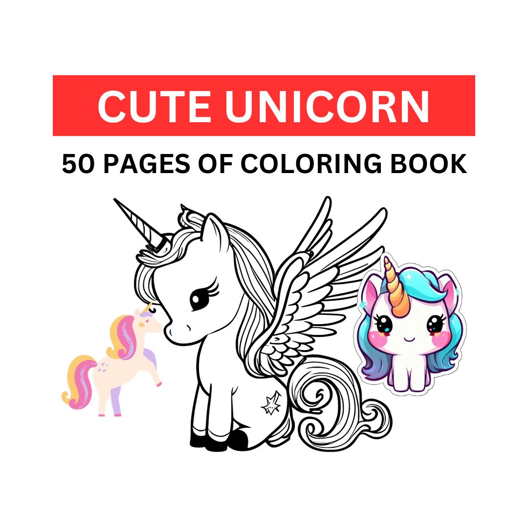 Unicorn Coloring Pages| Cute Horse| 50 Coloring Pages| 4-8 Years Old ...