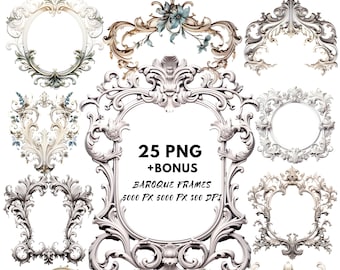 Victorian Frames, Digital Download, Vintage Ephemera | Wall Art, Instant Download, Junk Journal Decorative Frame, 25 Clipart Picture Frame