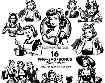 Vintage Housewife SVG Bundle - Funny Retro Designs - Sassy Mom - Digital Download