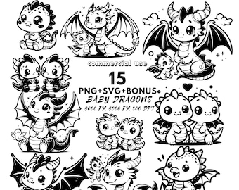 Baby Dragon Shower Bundle | Baby Dragon Svg | Cute Mythical Animal Svg | Cute Dragon Png | Sweet Dreams Baby Toddler Bedtime Bundle Gift