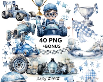Race Car Watercolor Driver |  Cars Clipart | Commercial Use | Baby Boy Cars | Watercolor Cars | Boy Birthday | Nursery Art | Digital